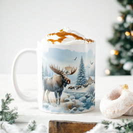 Winter Vibes Watercolor Moose - Kaffemugg