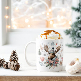 Winter Vibes Watercolor Moose - Kaffemugg
