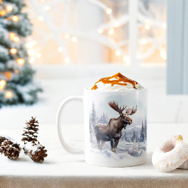 Winter Vibes Watercolor Moose - Kaffemugg