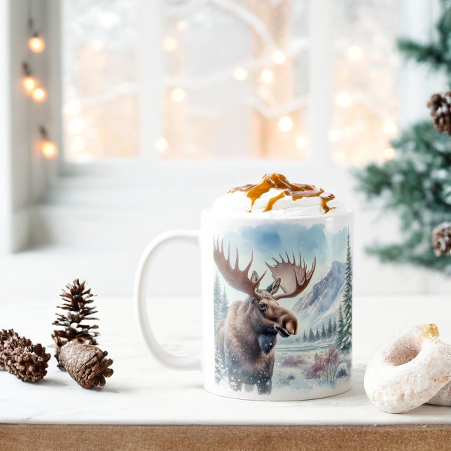 Winter Vibes Watercolor Moose - Kaffemugg (Skapare uppladdad)