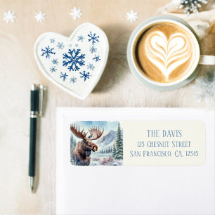 Winter Vibes Watercolor Moose-Returadress Returadress Etikett