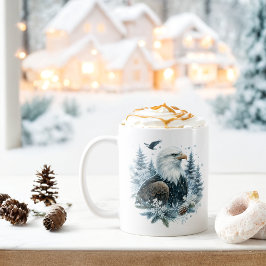 Winter Vibes Watercolor Örn Kaffemugg