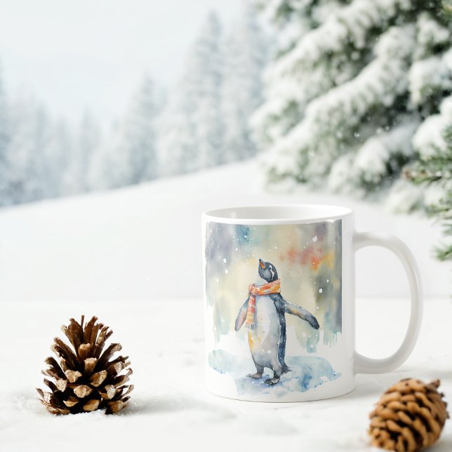 Winter Vibes Watercolor Penguin Kaffemugg (Skapare uppladdad)