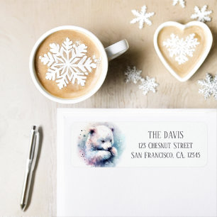 Winter Vibes Watercolor Polar Bear Returadress Etikett