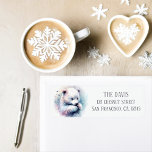 Winter Vibes Watercolor Polar Bear Returadress Returadress Etikett<br><div class="desc">Vintern visar returetiketter med en söt Polar Bear. Anpassade.</div>