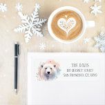 Winter Vibes Watercolor Polar Bear Returadress Returadress Etikett<br><div class="desc">Vintern visar returetiketter med en söt Polar Bear. Anpassade.</div>