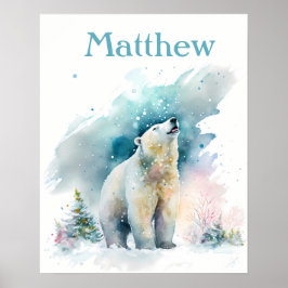 Winter Vibes Watercolor Polar björn - Kids Poster