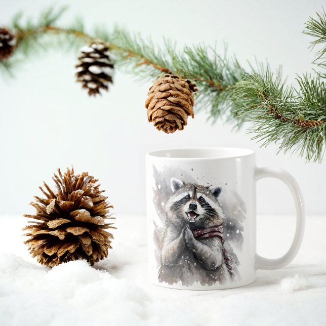 Winter Vibes Watercolor Raccoon Kaffemugg (Skapare uppladdad)
