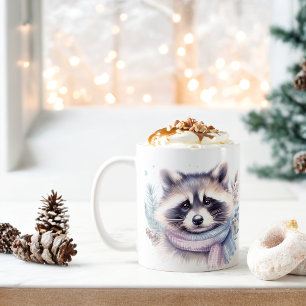 Winter Vibes Watercolor Raccoon - Kaffemugg
