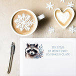 Winter Vibes Watercolor Raccoon Returadress Returadress Etikett<br><div class="desc">Vintern visar returetiketter med en söt vattenfärgsrackon. Anpassade.</div>