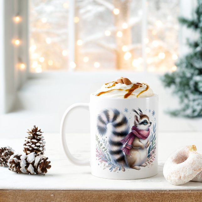 Winter Vibes Watercolor Ringtail - Kaffemugg (Skapare uppladdad)