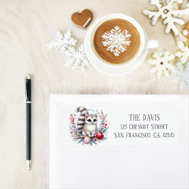Winter Vibes Watercolor Ringtail-Returadress Returadress Etikett