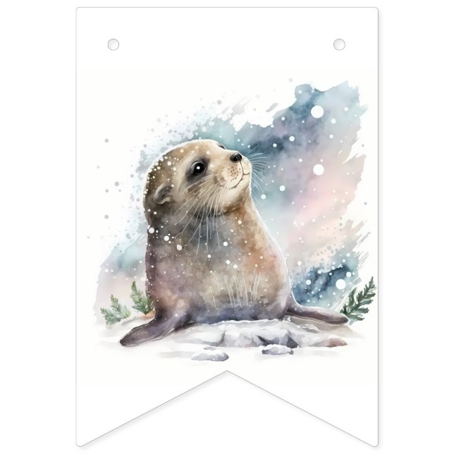 Winter Vibes Watercolor Seal - Birthday Vimplar (Sextonde flaggan)