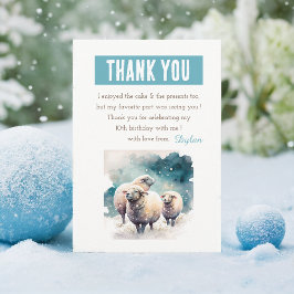 Winter vibes Watercolor Sheep - Birthday Tack Kort