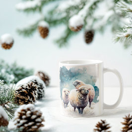 Winter Vibes Watercolor Sheep Kaffemugg