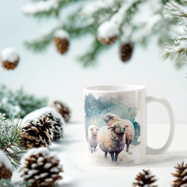 Winter Vibes Watercolor Sheep Kaffemugg (Skapare uppladdad)