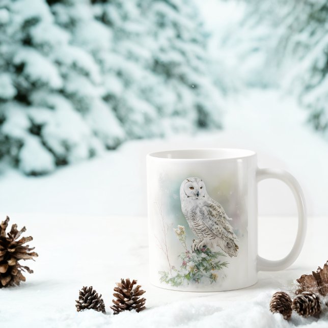 Winter Vibes Watercolor Uggla Kaffemugg (Skapare uppladdad)