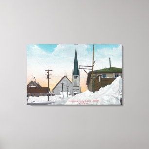 Winter View of Steadman Avenue Covered in Snö Canvastryck