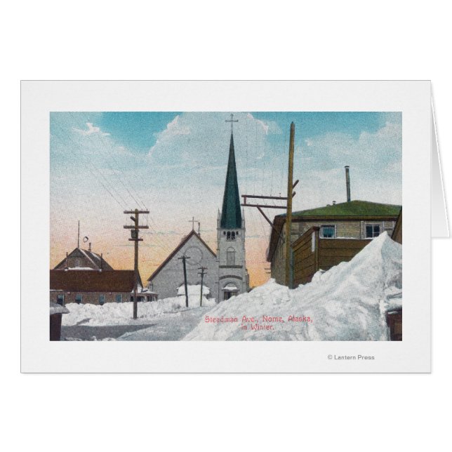 Winter View of Steadman Avenue Covered in Snö Hälsningskort (Framsidan Horizontal)