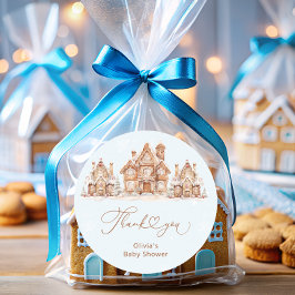 Winter Village Blue Baby Shower Tack Runt Klistermärke