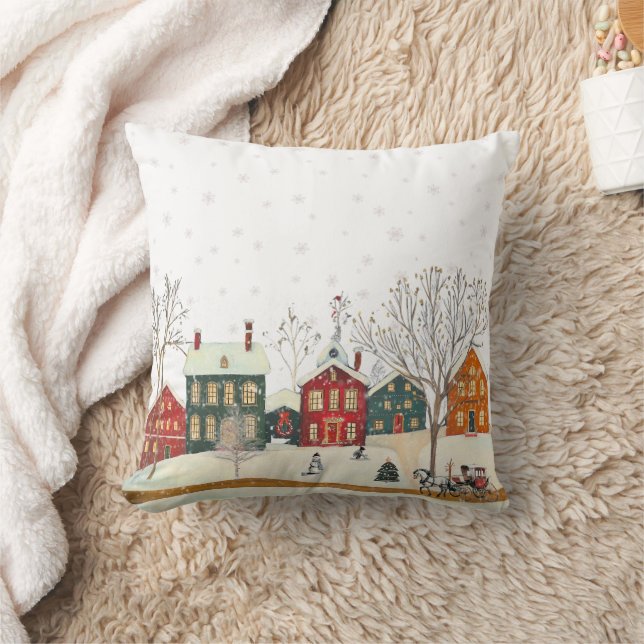 Winter Village Cozy Rustic Baby Shower Decor Kudde (Filt)
