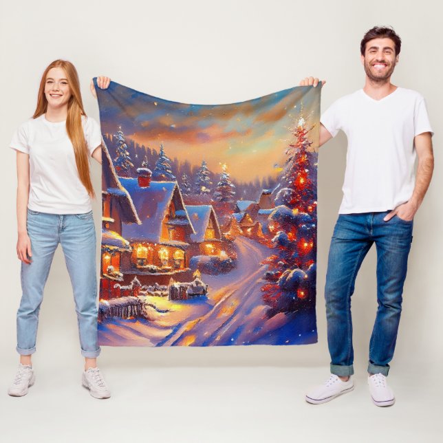 Winter Village Helgdag Fleecefilt (På plats)