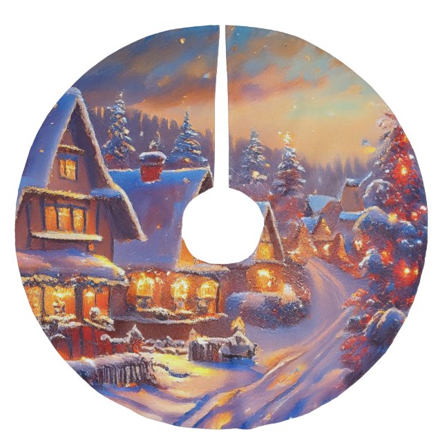 Winter Village Helgdag Julgransmatta Borstad Polyester (Framsidan)