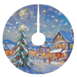 Winter Village Helgdag Julgransmatta Borstad Polyester