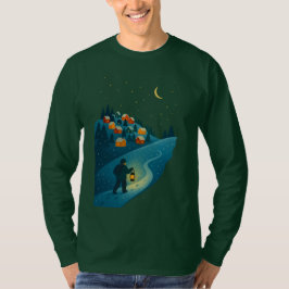 Winter Village Lantern Walk Illustration shirt T Shirt
