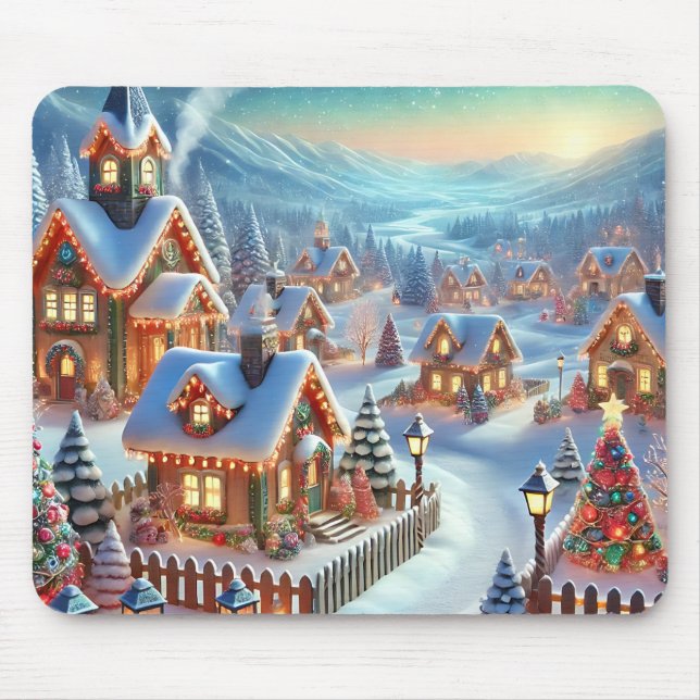 Winter Village Mousepad Gift Musmatta (Framsidan)