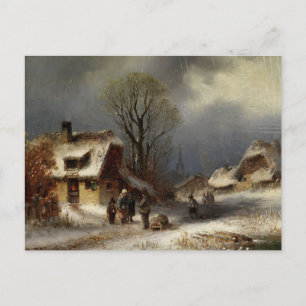 Winter Village Scene - Winterliche Dorszene Vykort