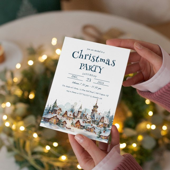 Winter Village Scenery jul Party Inbjudningar (Skapare uppladdad)