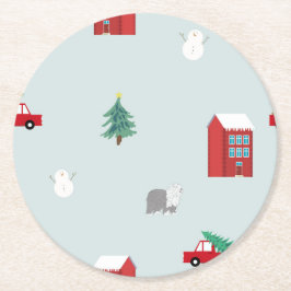 Winter Village Underlägg Papper Rund