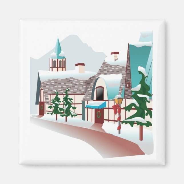 Winter Village vid jul Magnet (Framsidan)