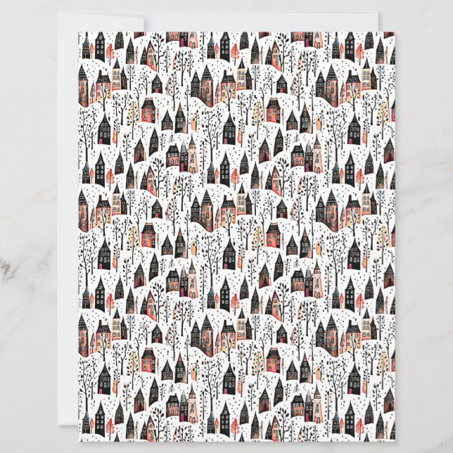 Winter villages pattern christmas craft paper (Framsida)