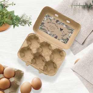 Winter Vintage Greenery Egg Carton Label Fraktsedel