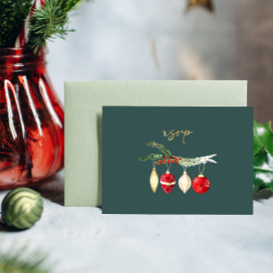 Winter Vintage Watercolor Ornament Bröllop OSA Inbjudningar
