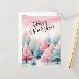 Winter-vinter för Mint och Rosa Fir Träd Helg Vykort