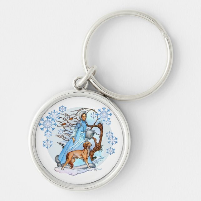 Winter Walk Keychain Rund Silverfärgad Nyckelring (Framsidan)