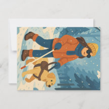 Winter Walk with Guide Hund - vykort