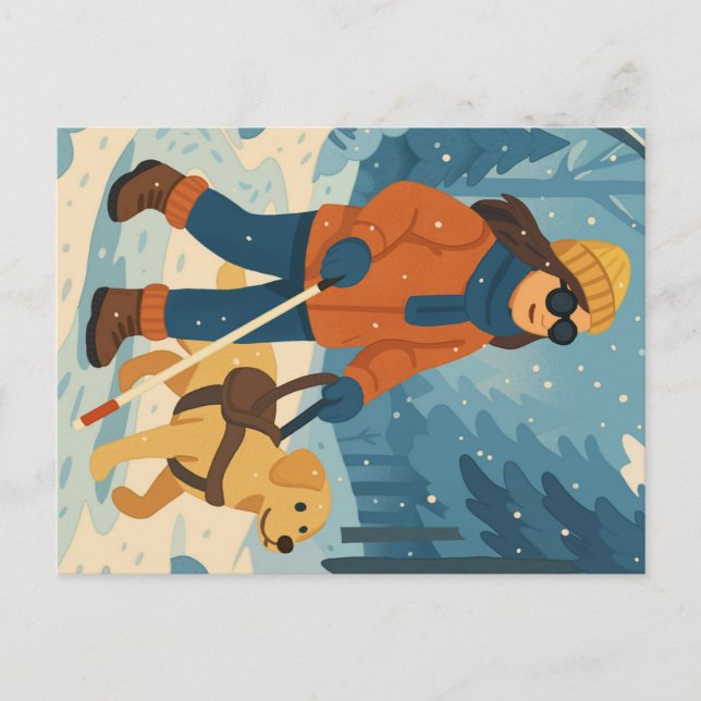 Winter Walk with Guide Hund - vykort (Framsida)