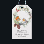 Winter Wandan Robin Mistletoe och Gräs Tack Presentetikett<br><div class="desc">Vintern tackar dig märkre - perfekt för möhippa- eller babyduschfavörer - eller redigerar ordalydelsen till kostym. Konstruktionen har vattenfärgad krans med röda robiner,  gräs-koner,  mistletoe,  vinterbär och vintergröna.</div>