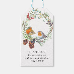 Winter Wandan Robin Mistletoe och Gräs Tack Presentetikett