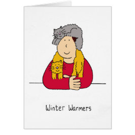 Winter Warmers Tecknad Cat Humor Hälsningskort