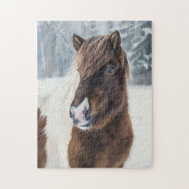 Winter Warmth Icelandic Horse Watercolor Puzzle Pussel