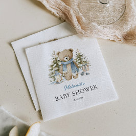 Winter Watercolor Bear Baby Shower Pappersservett