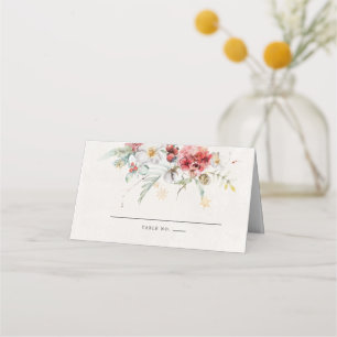 Winter Watercolor Blommigt Snowflake Placeringskort