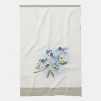 Winter Watercolor Blue Berry Botanical Kökshandduk