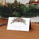 Winter Watercolor Botanical Gräs Cone Bröllop Placeringskort<br><div class="desc">Följ dina gäster på bröllopsgästerna till deras platser med de här vinterplatserna bord, som har en rustisk våtmarks vintergröna buquet med vattenfärgade gröna sprickor och gräs-koner, accentuerade med burgudröda hollbär för en julkänsla. Sök efter matchande produkter i samlingen och känn dig fri att meddela mig genom Zazzle-Chattan om du behöver...</div>