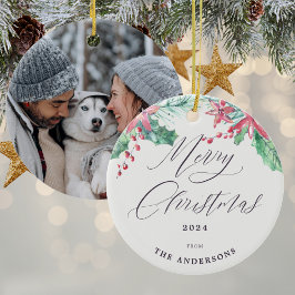 Winter Watercolor Botanicals Photo God jul Julgransprydnad Keramik